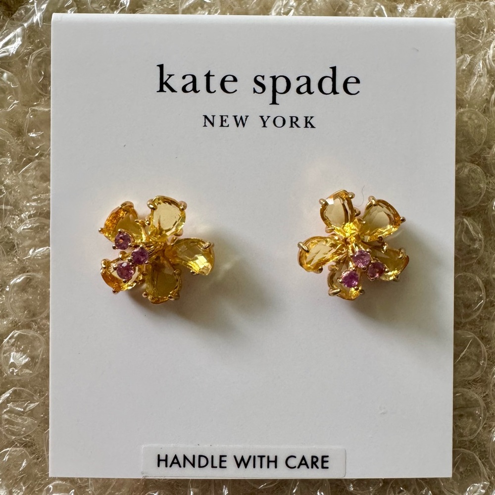 Kate Spade Gold and Purple Flower Earrings